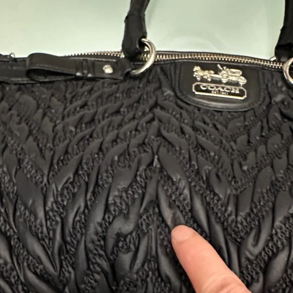 Coach Black Quilted Satchel with Braided Detail - Picture 9 of 16